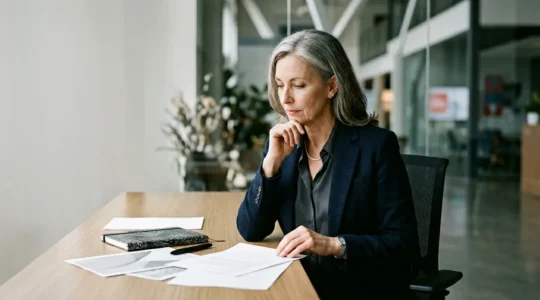 Professionnel expérimenté analysant ses compétences dans un environnement de travail moderne