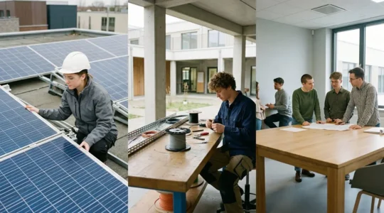 Jeunes professionnels en formation pratique dans différents secteurs d'activité en France