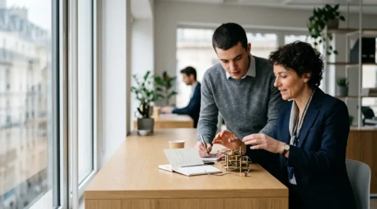 Transmission du savoir-faire entre maître d'apprentissage et apprenti dans un environnement professionnel moderne