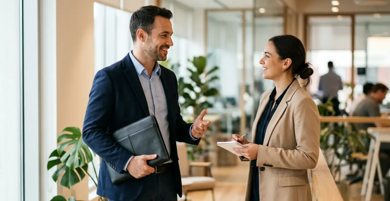 Professionnel mature en entretien dans une entreprise moderne pour un contrat d'alternance