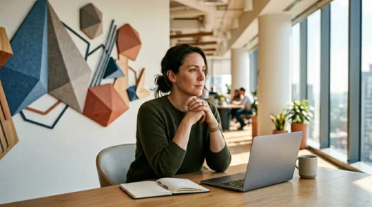 Adulte en formation intensive devant un ordinateur dans un environnement de bootcamp moderne