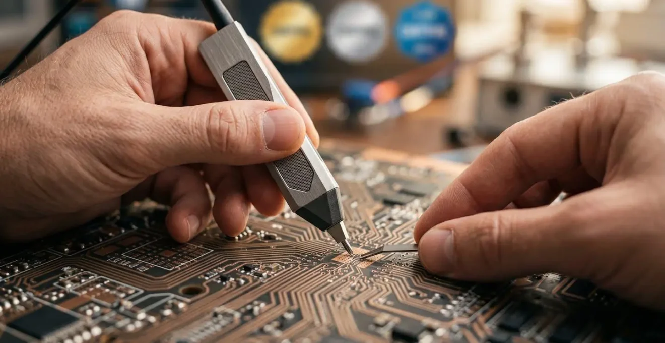 Mains expertes travaillant sur des outils de test d'intrusion avec certification visible