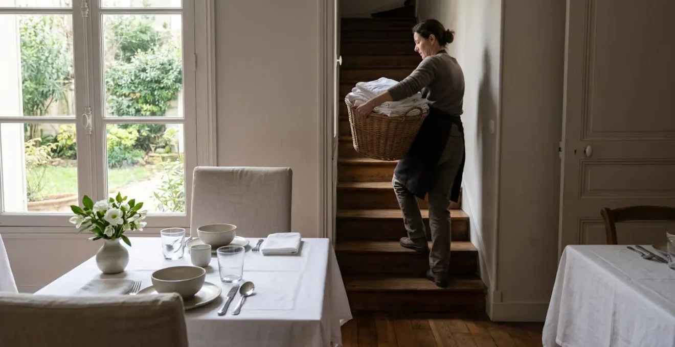 Propriétaire de chambre d'hôtes entre accueil souriant et tâches ingrates