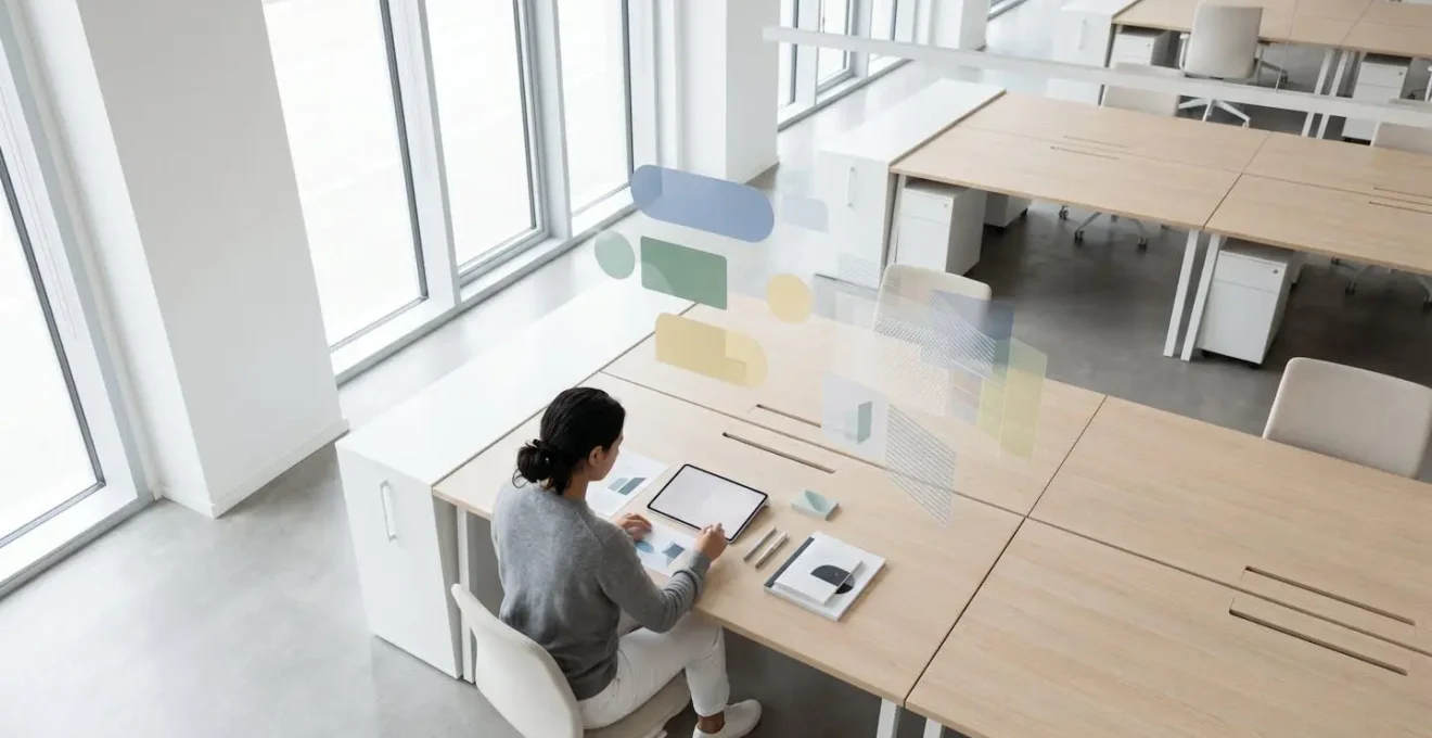 Espace de travail organisé symbolisant la structuration méthodique du premier mois en entreprise
