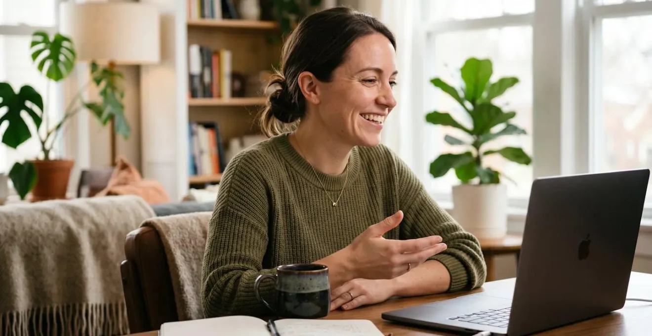 Personne participant à une réunion virtuelle dans un environnement chaleureux